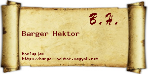 Barger Hektor névjegykártya